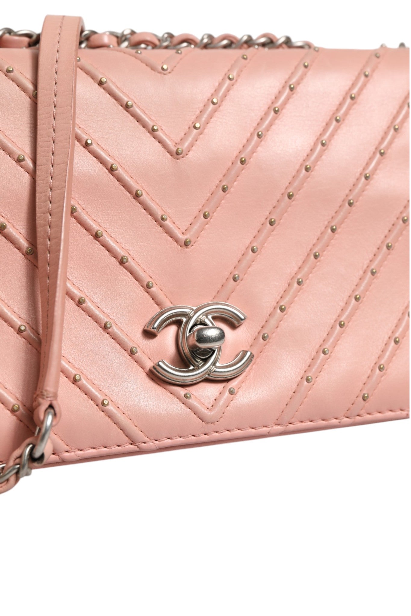 Chanel Small Classic Double Flap Bag Light Pink Chevron Chanel