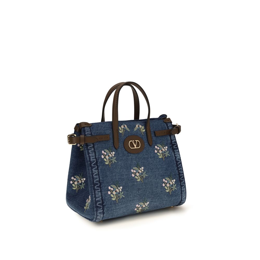 Valentino Garavani Blue Cotton Handbag Valentino Garavani