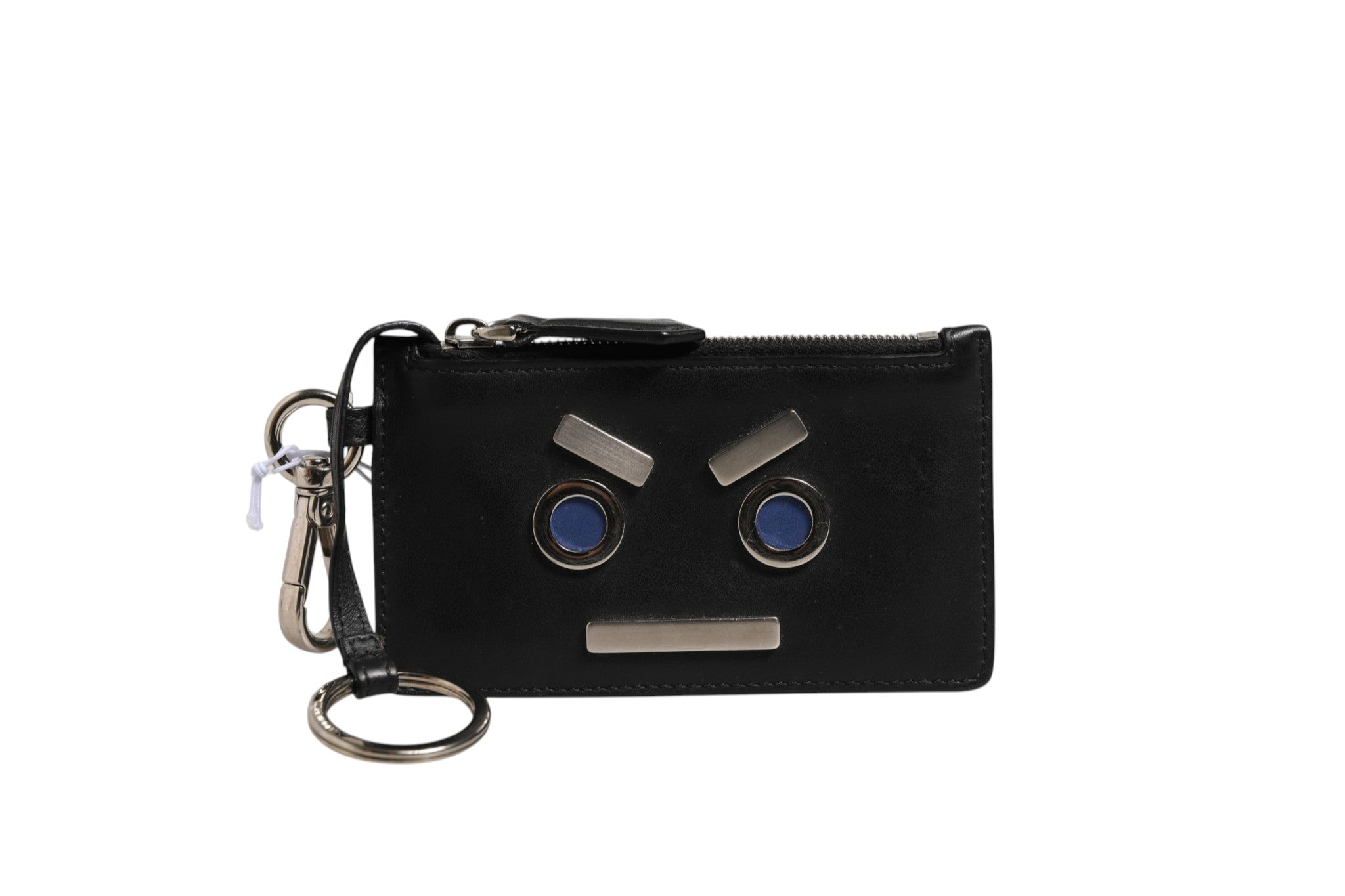 Fendi Vitello Liberty Studded Coin Pouch Key Case Ardesia Fendi