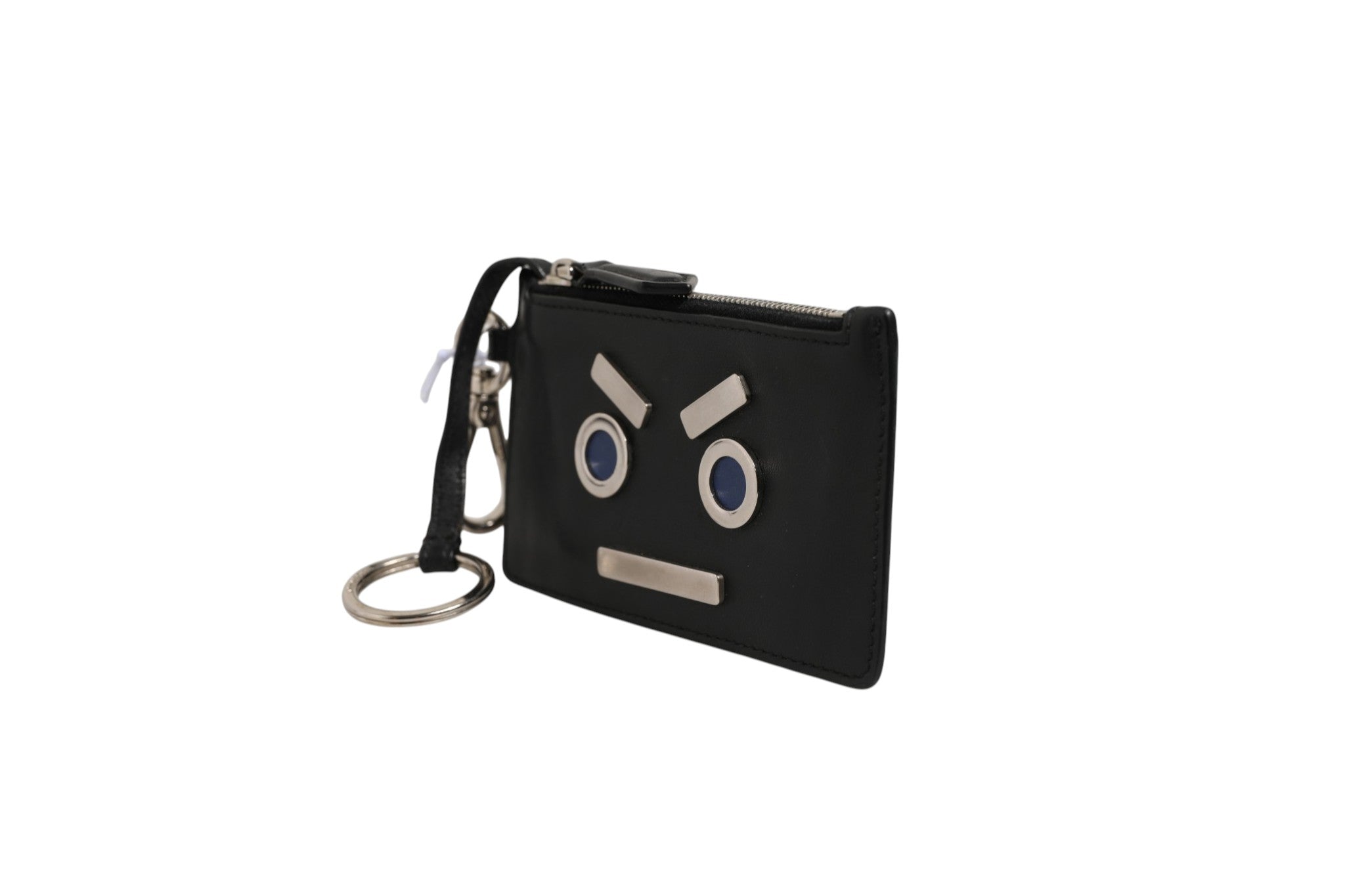 Fendi Vitello Liberty Studded Coin Pouch Key Case Ardesia Fendi