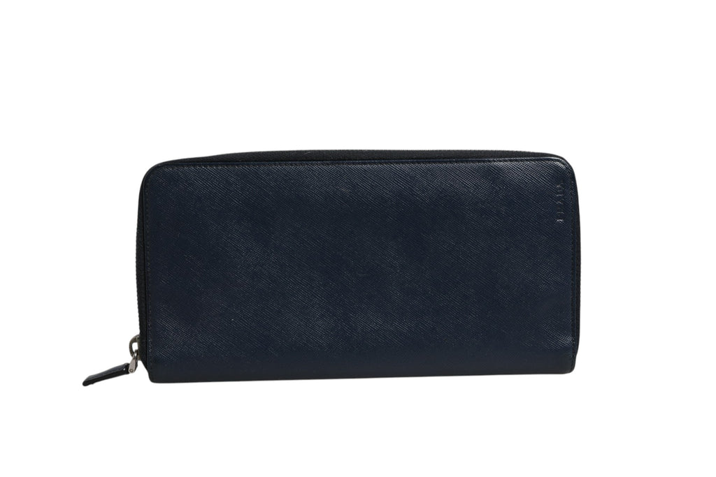Prada Navy Oliver Embossed Leather Zip-Around Wallet Prada