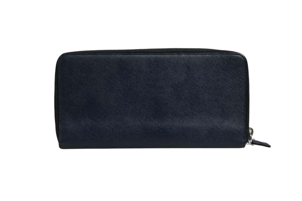 Prada Navy Oliver Embossed Leather Zip-Around Wallet Prada