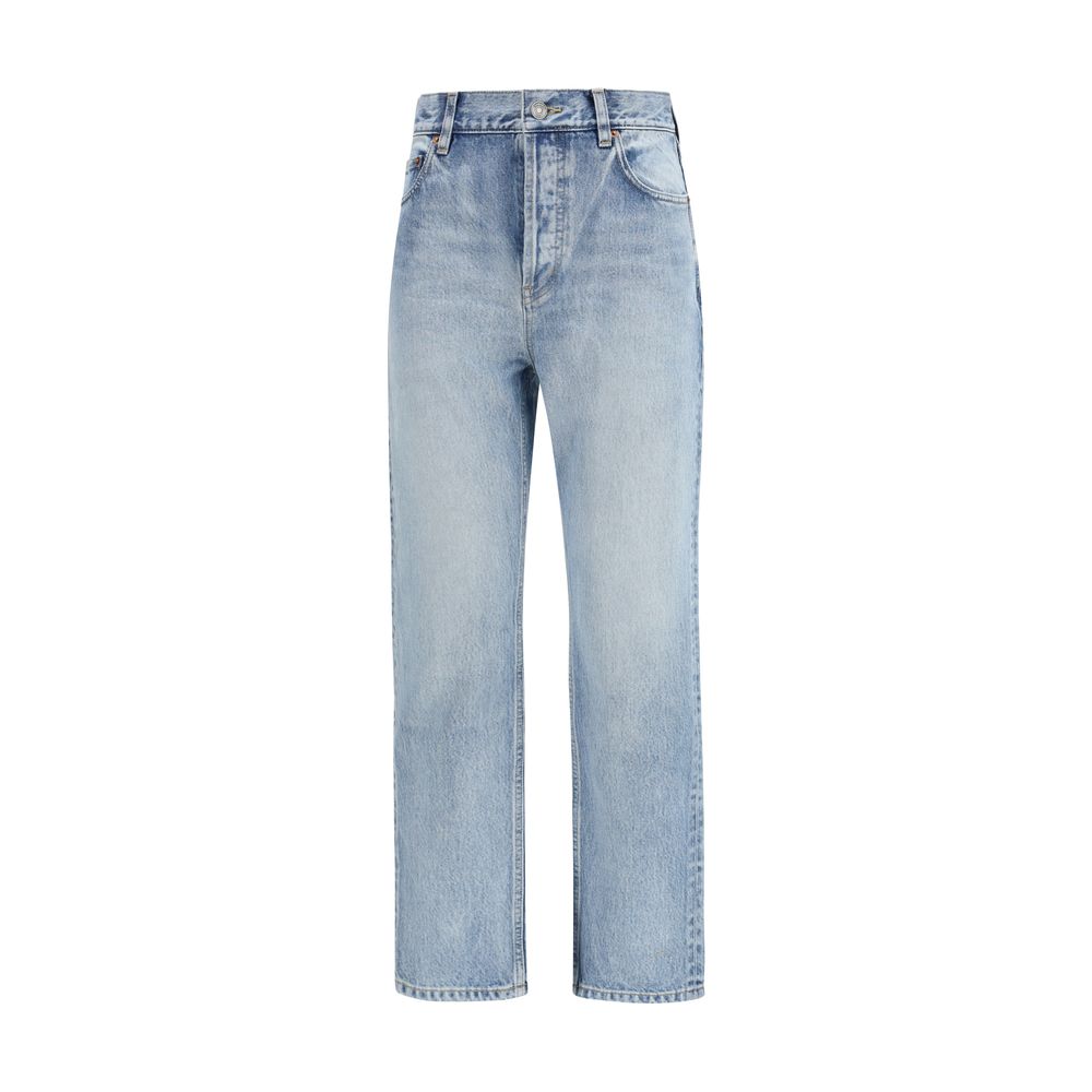 Saint Laurent Blue Cotton Cropped Jeans Saint Laurent