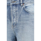 Saint Laurent Blue Cotton Cropped Jeans Saint Laurent
