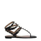 Valentino Garavani Black Leather Flip-Flop Sandals Valentino Garavani