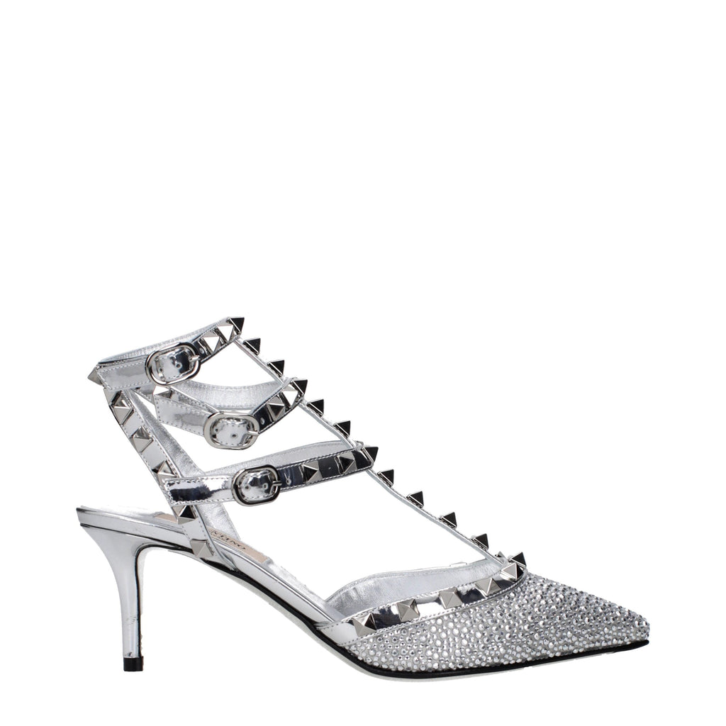 Valentino Garavani Gray Leather Stiletto Heel Sandals Valentino Garavani