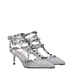 Valentino Garavani Gray Leather Stiletto Heel Sandals Valentino Garavani