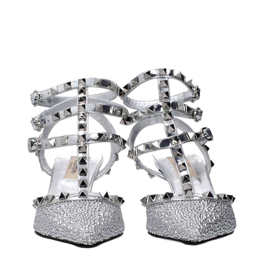 Valentino Garavani Gray Leather Stiletto Heel Sandals Valentino Garavani