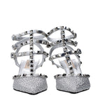 Valentino Garavani Gray Leather Stiletto Heel Sandals Valentino Garavani