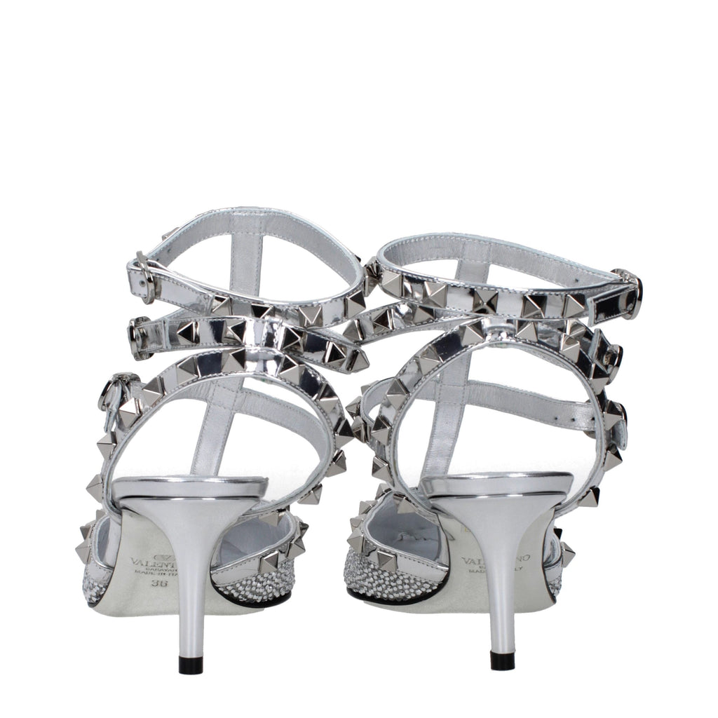 Valentino Garavani Gray Leather Stiletto Heel Sandals Valentino Garavani