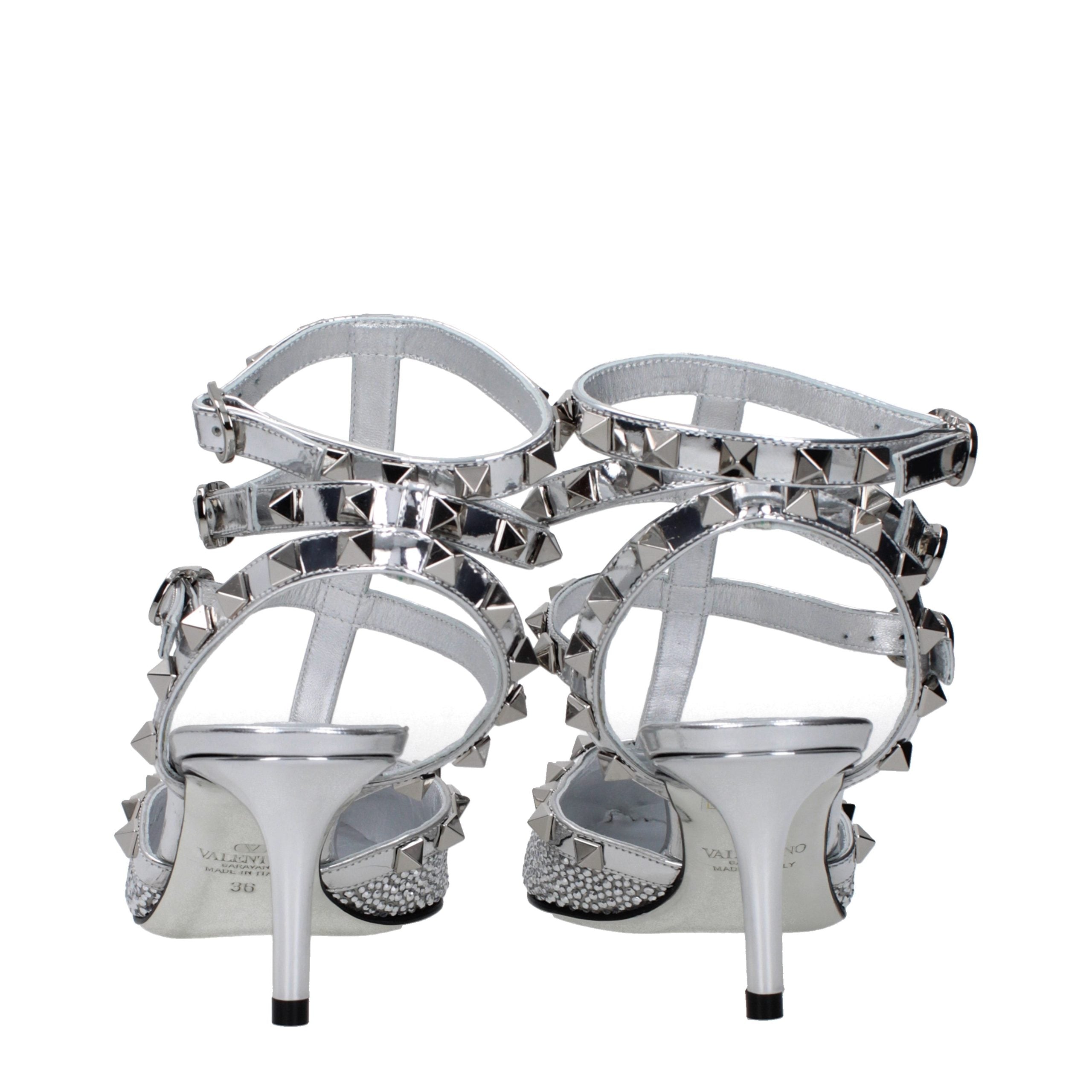 Valentino Garavani Gray Leather Stiletto Heel Sandals Valentino Garavani
