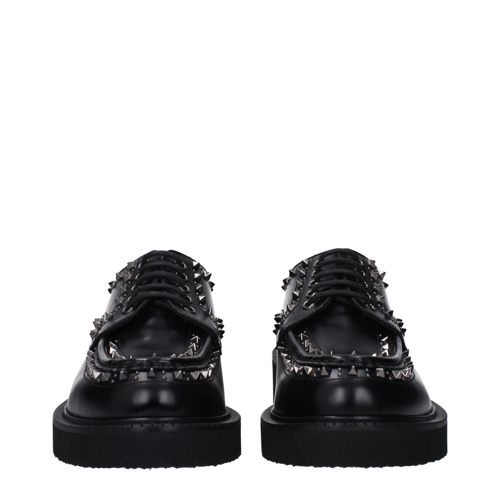 Valentino Garavani Black Leather Oxfords And Derbies Valentino Garavani