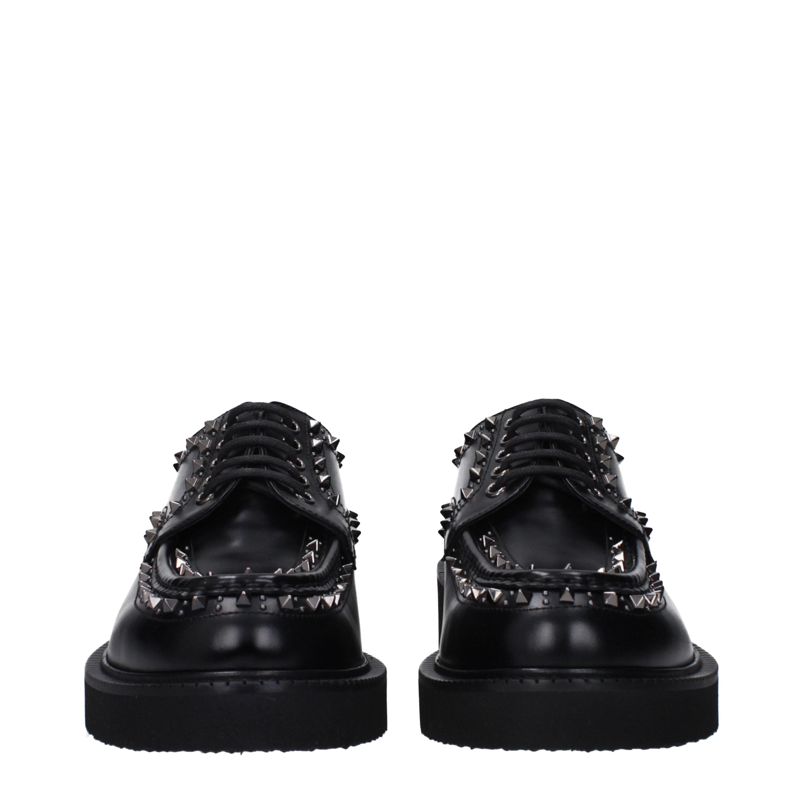 Valentino Garavani Black Leather Oxfords And Derbies Valentino Garavani
