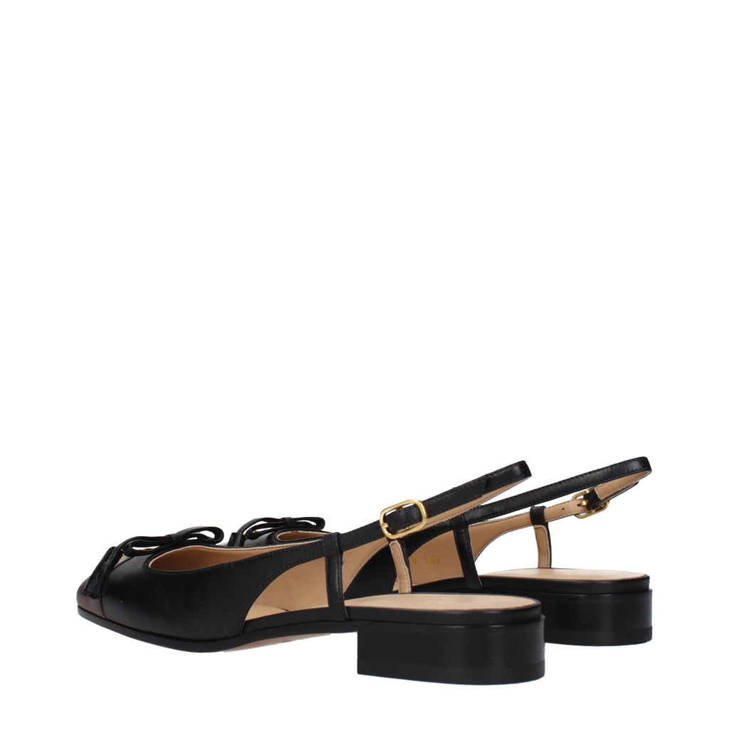 Valentino Garavani Black Leather Ballet Flats Valentino Garavani
