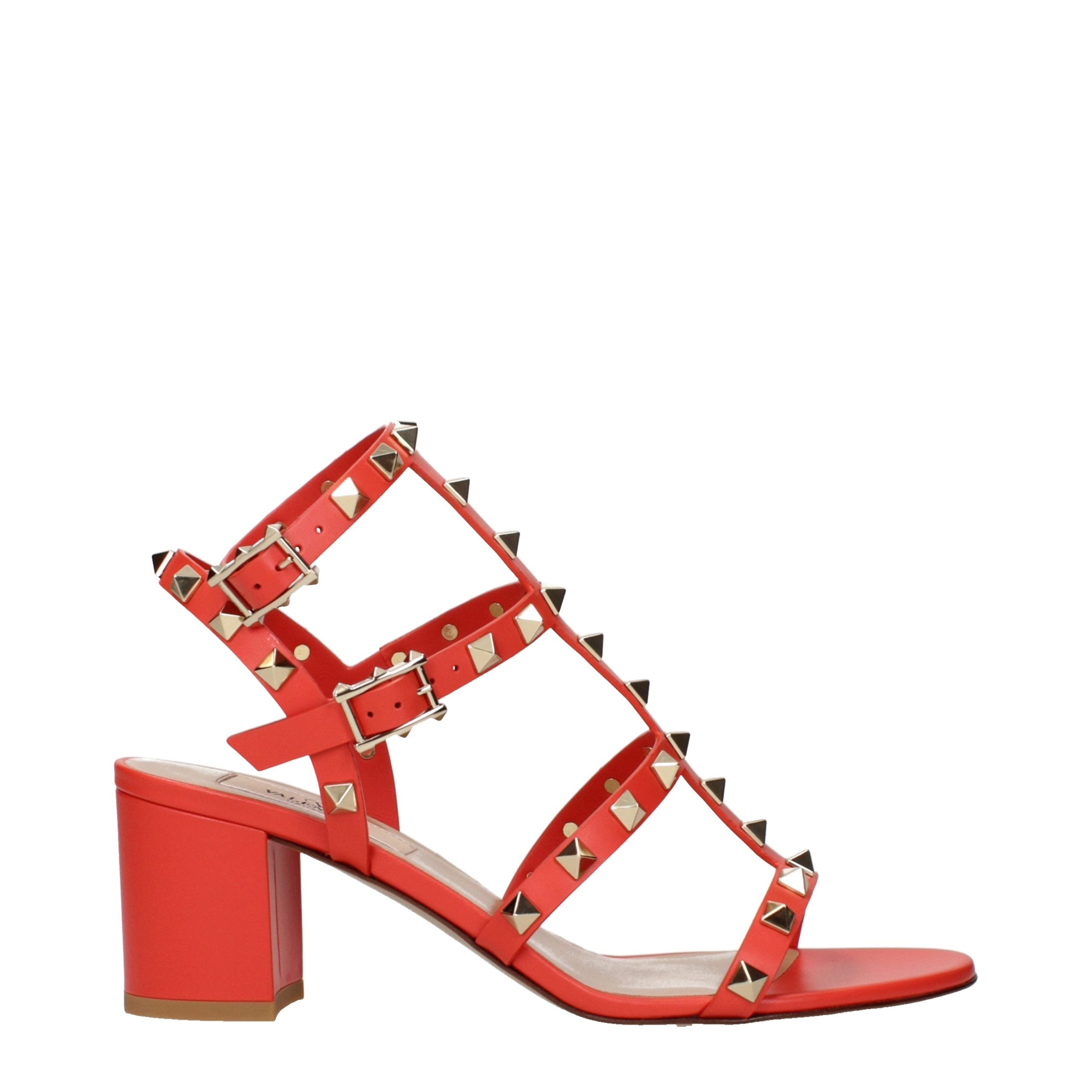 Valentino Garavani Orange Leather Platform Sandals Valentino Garavani