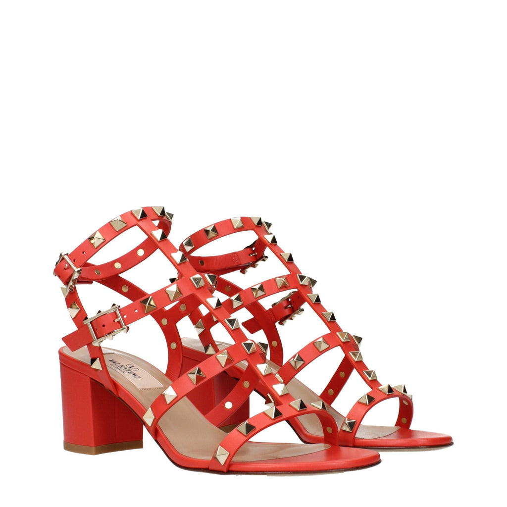 Valentino Garavani Orange Leather Platform Sandals Valentino Garavani