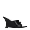Versace Black Leather Wedge Sandals Versace