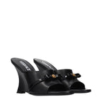 Versace Black Leather Wedge Sandals Versace