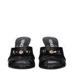 Versace Black Leather Wedge Sandals Versace