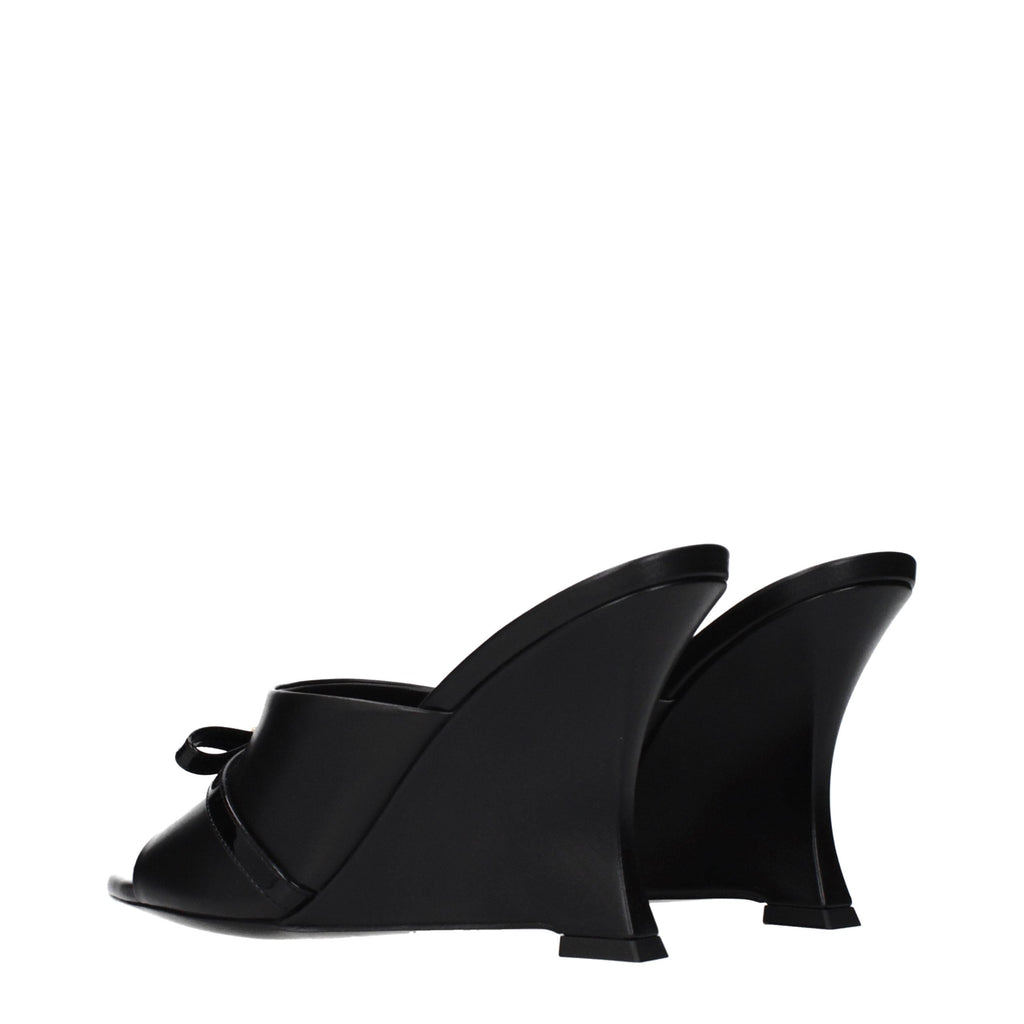 Versace Black Leather Wedge Sandals Versace