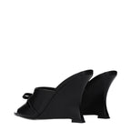 Versace Black Leather Wedge Sandals Versace