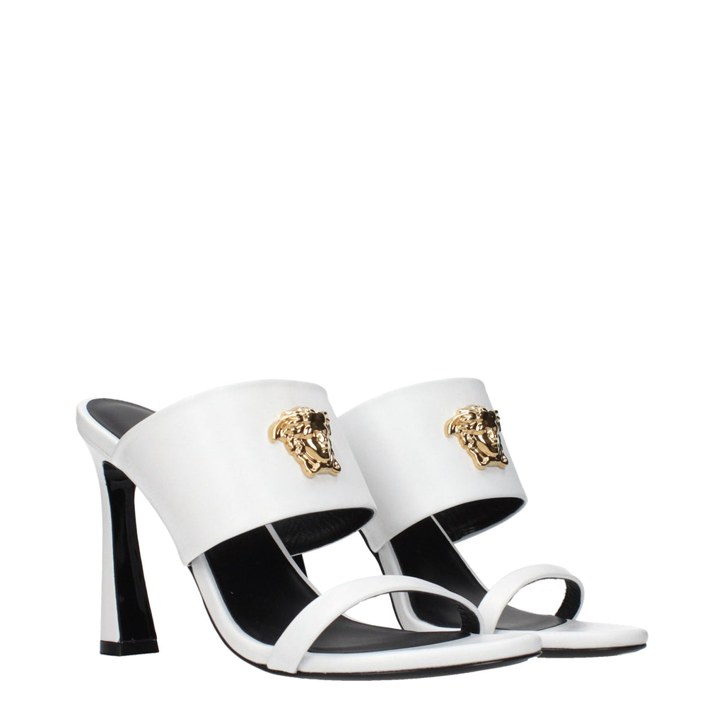 Versace White Leather Stiletto Heel Sandals Versace