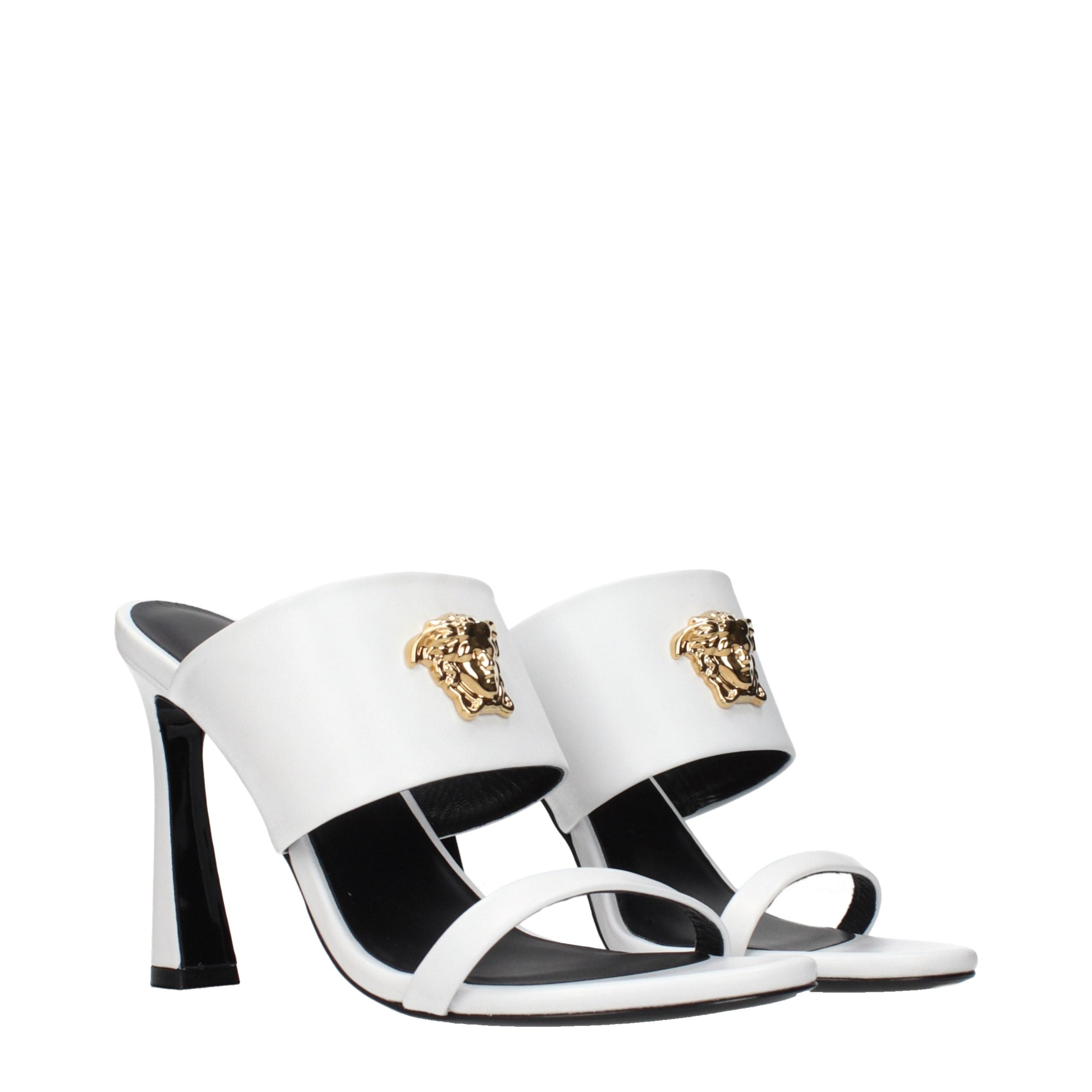 Versace White Leather Stiletto Heel Sandals Versace