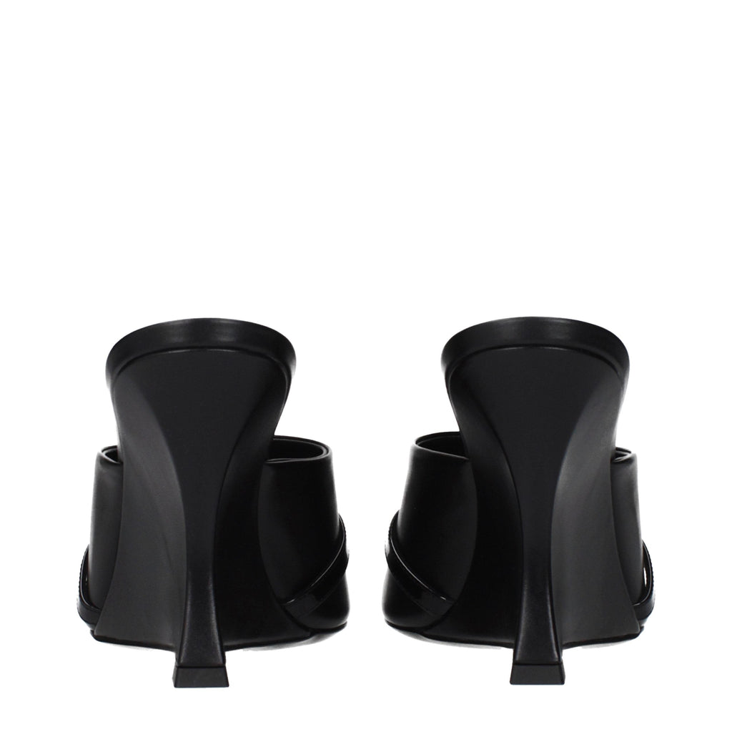 Versace Black Leather Wedge Sandals Versace