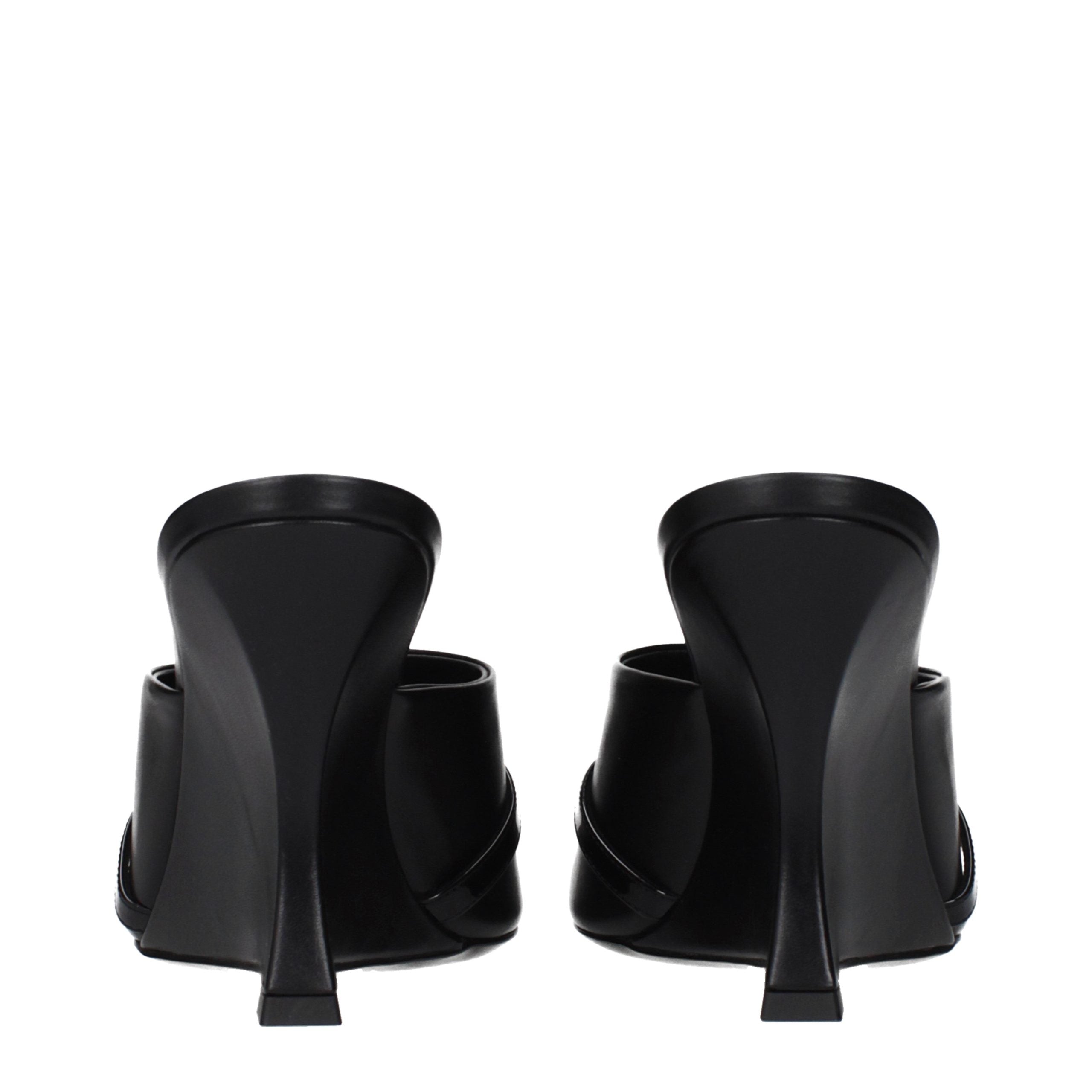 Versace Black Leather Wedge Sandals Versace