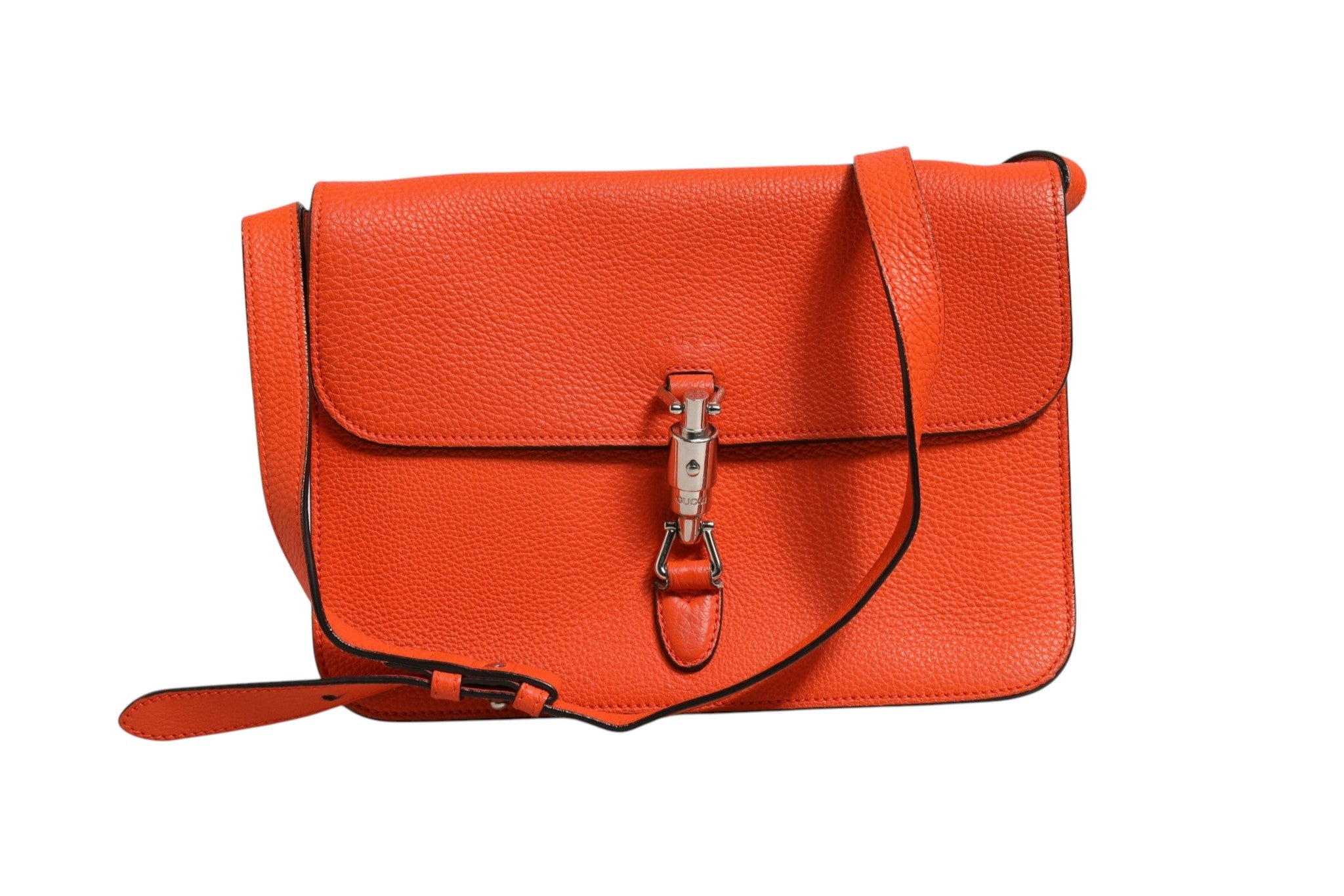 Gucci Jackie Soft Flap Shoulder Bag Leather Orange Gucci