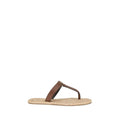 Saint Laurent Brown Calf Leather Bos Taurus Flat Sandals Saint Laurent