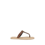 Saint Laurent Brown Calf Leather Bos Taurus Flat Sandals Saint Laurent