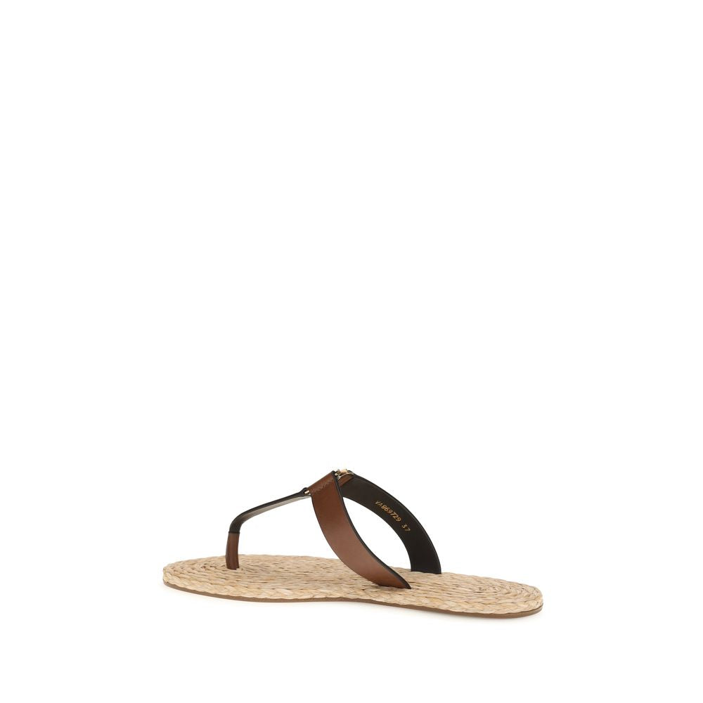 Saint Laurent Brown Calf Leather Bos Taurus Flat Sandals Saint Laurent