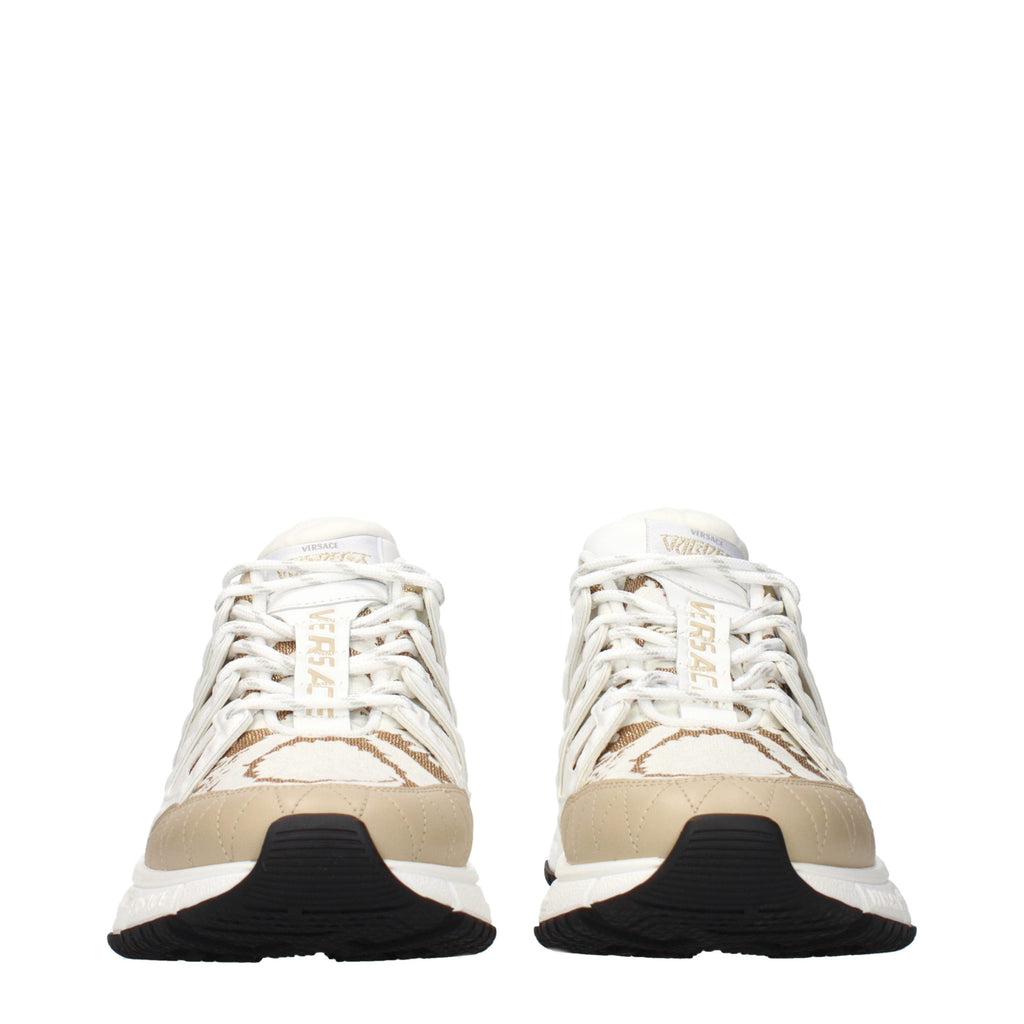 Versace White Fabric Athletic Sneakers Versace