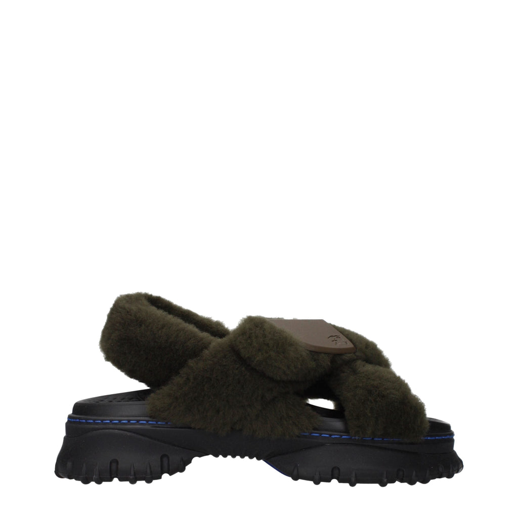 Burberry Green Fur Slippers Burberry