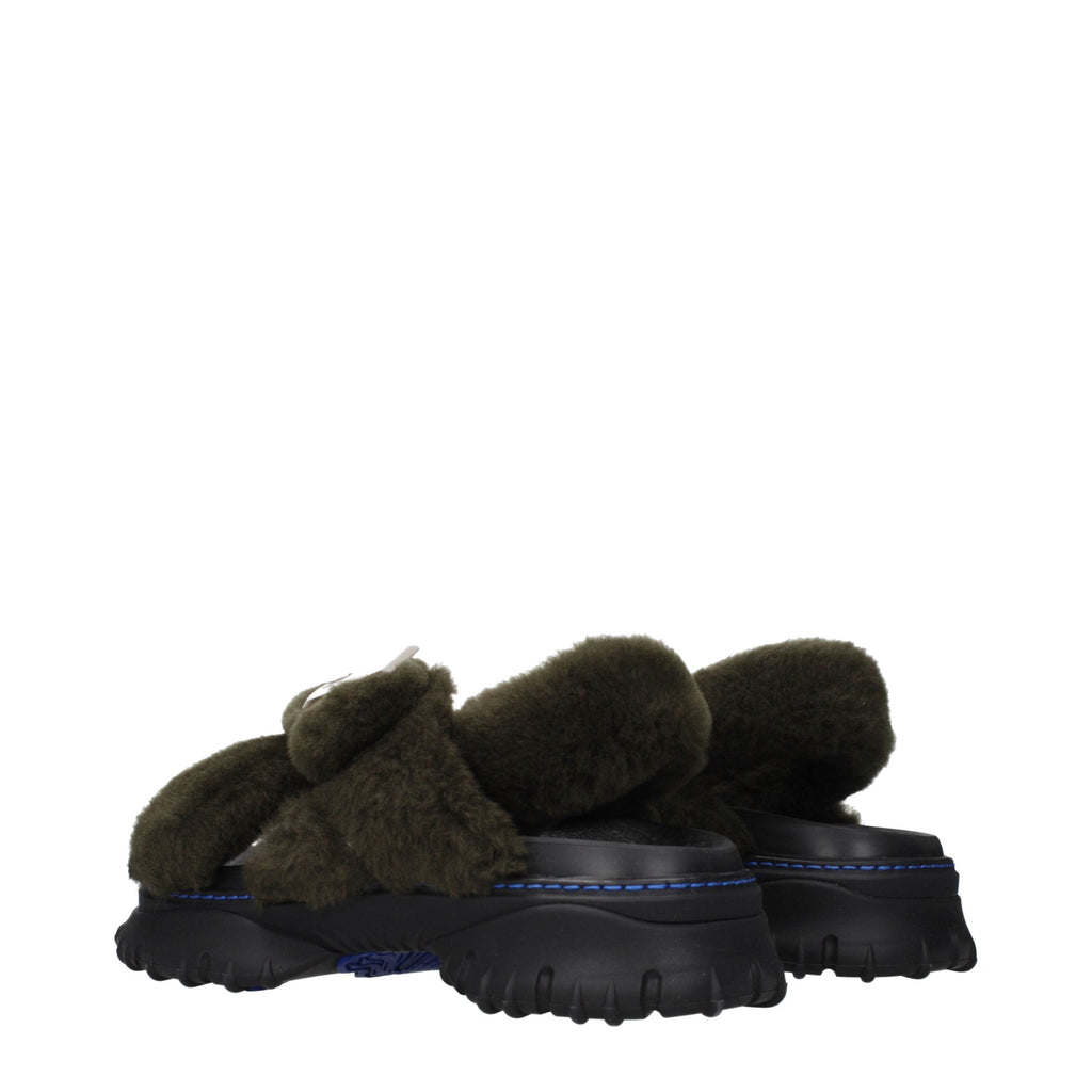 Burberry Green Fur Slippers Burberry
