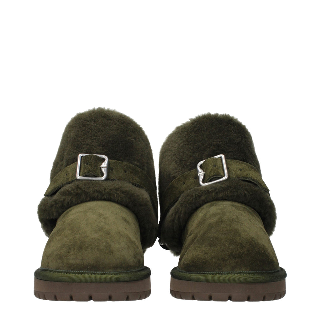 Burberry Green Leather Ankle Boots Burberry