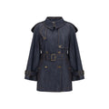 Burberry Blue Cotton Trench Coat Burberry