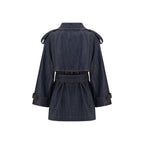 Burberry Blue Cotton Trench Coat Burberry