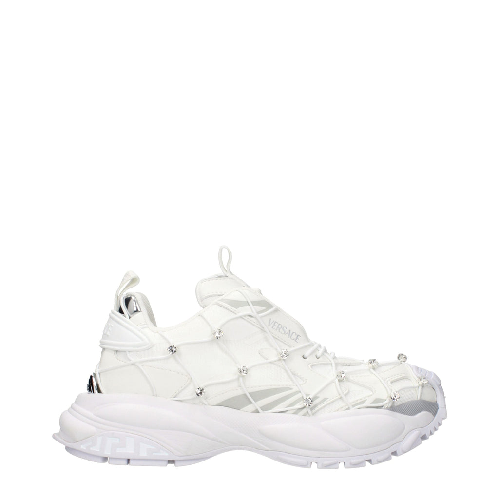 Versace White Fabric Sneakers Versace