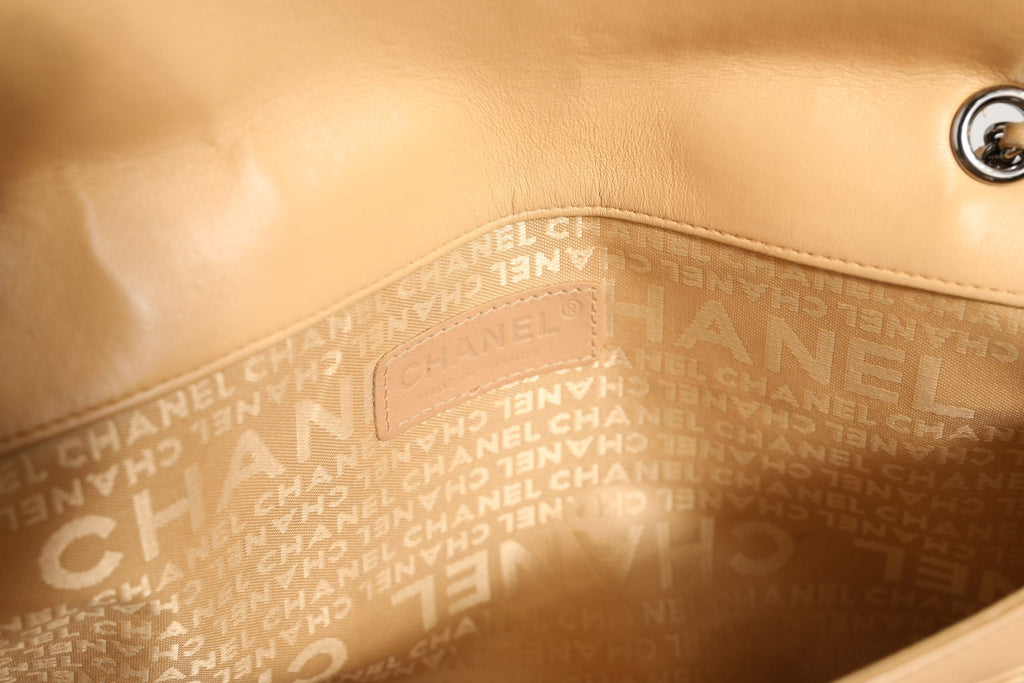 Chanel Beige Lambskin Giant Reissue Mademoiselle Lock Flap Bag Chanel