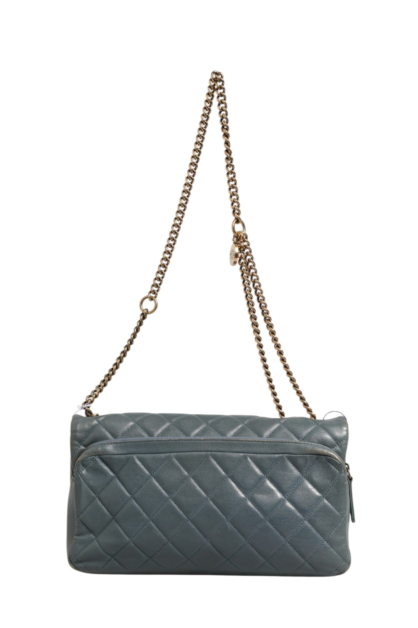 Chanel Blue Quilted Leather Crown Flap Shoulder Bag Chanel