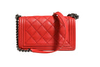 Chanel Red Diamond Stitch Calfskin Leather New Medium Boy Bag Chanel
