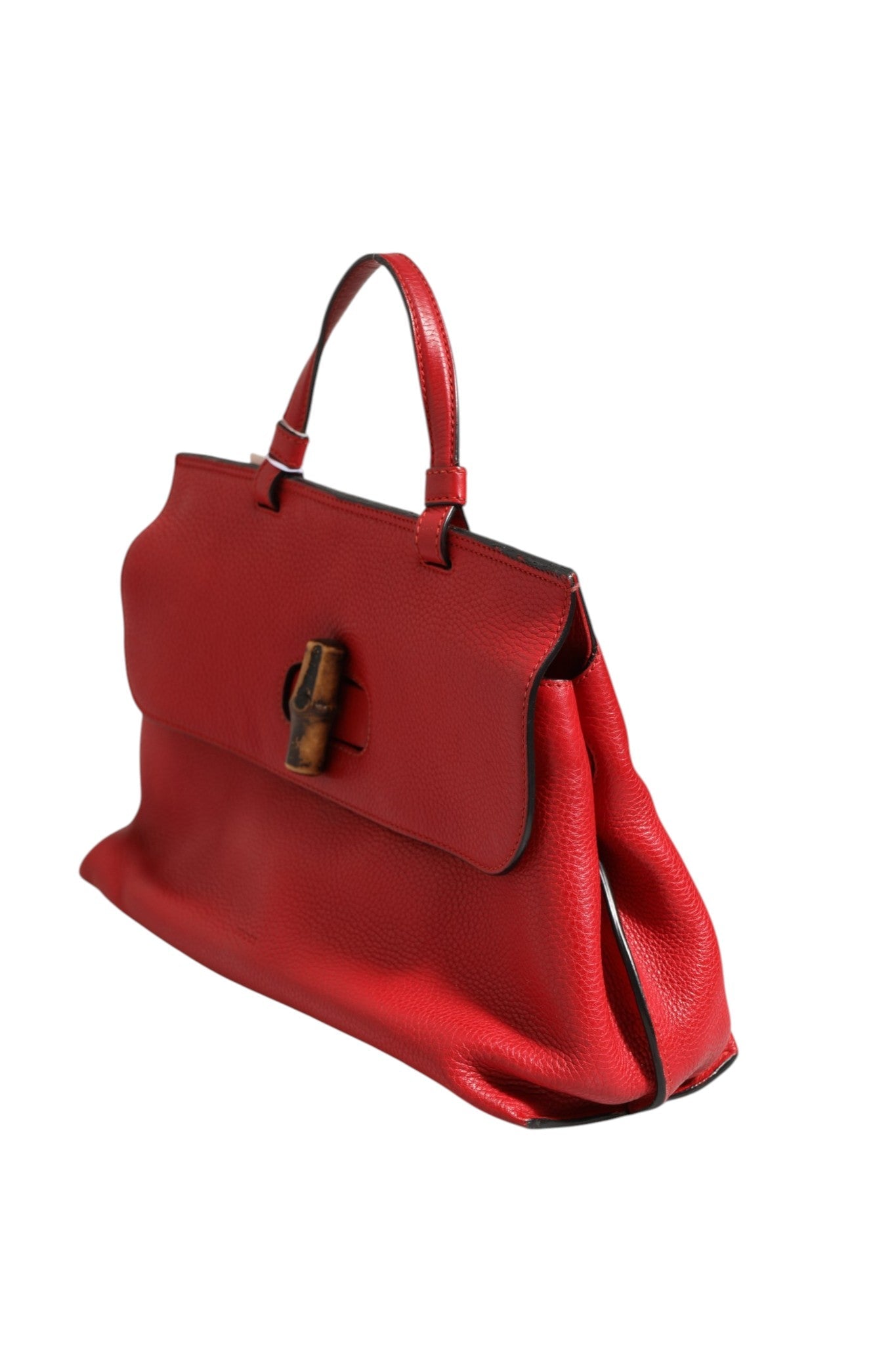 Gucci Red Leather Bamboo Daily Tote Crossbody Bag Gucci