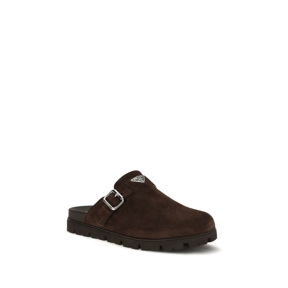 Prada Brown Calf Leather Bos Taurus Mules Prada