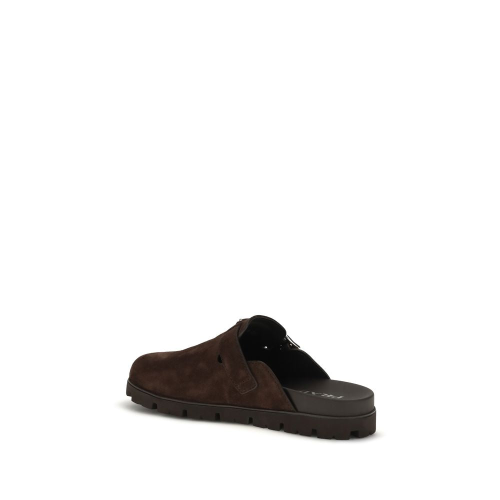 Prada Brown Calf Leather Bos Taurus Mules Prada