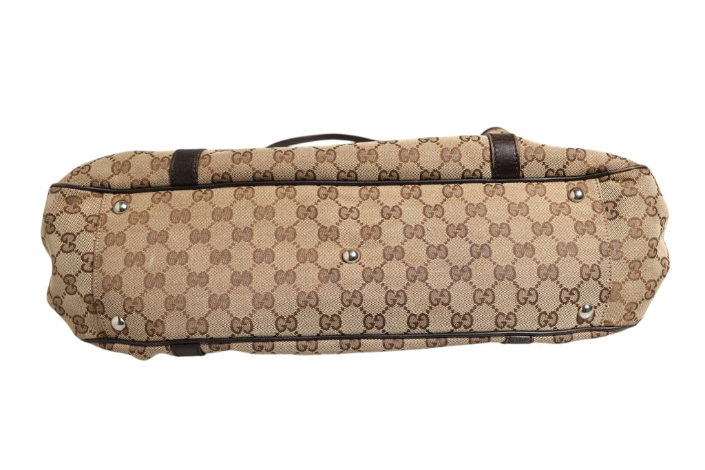 Gucci Beige and Black Canvas Twins Medium Tote Bag Gucci