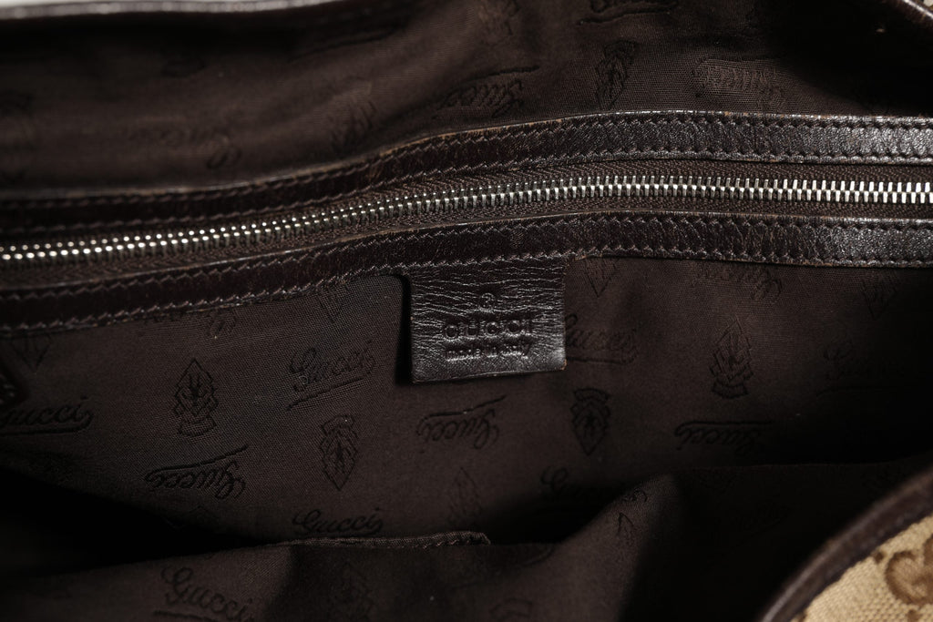 Gucci Beige and Black Canvas Twins Medium Tote Bag Gucci