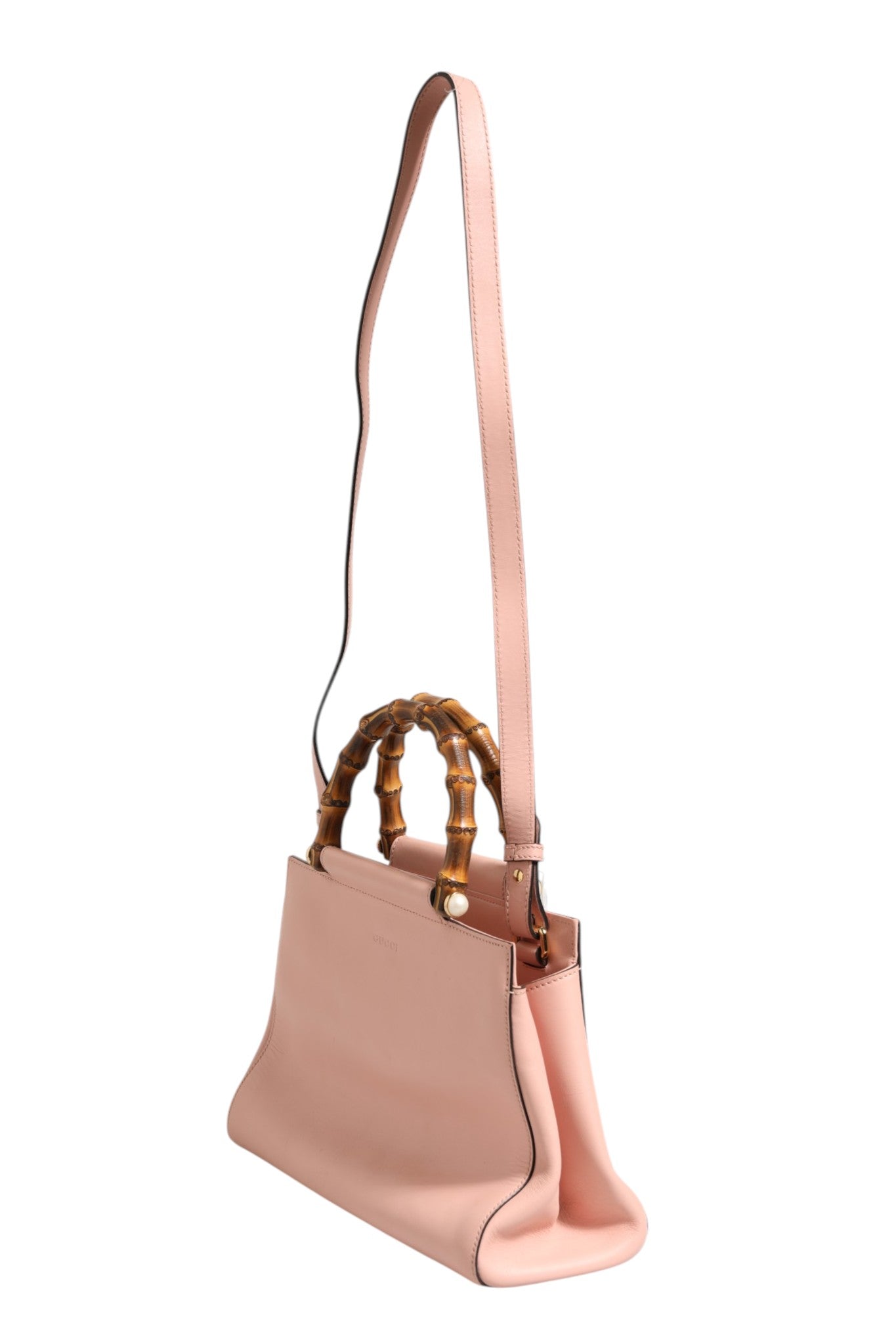 Gucci Pink And White Calfskin Small Nymphaea Top Handle Bag Gucci
