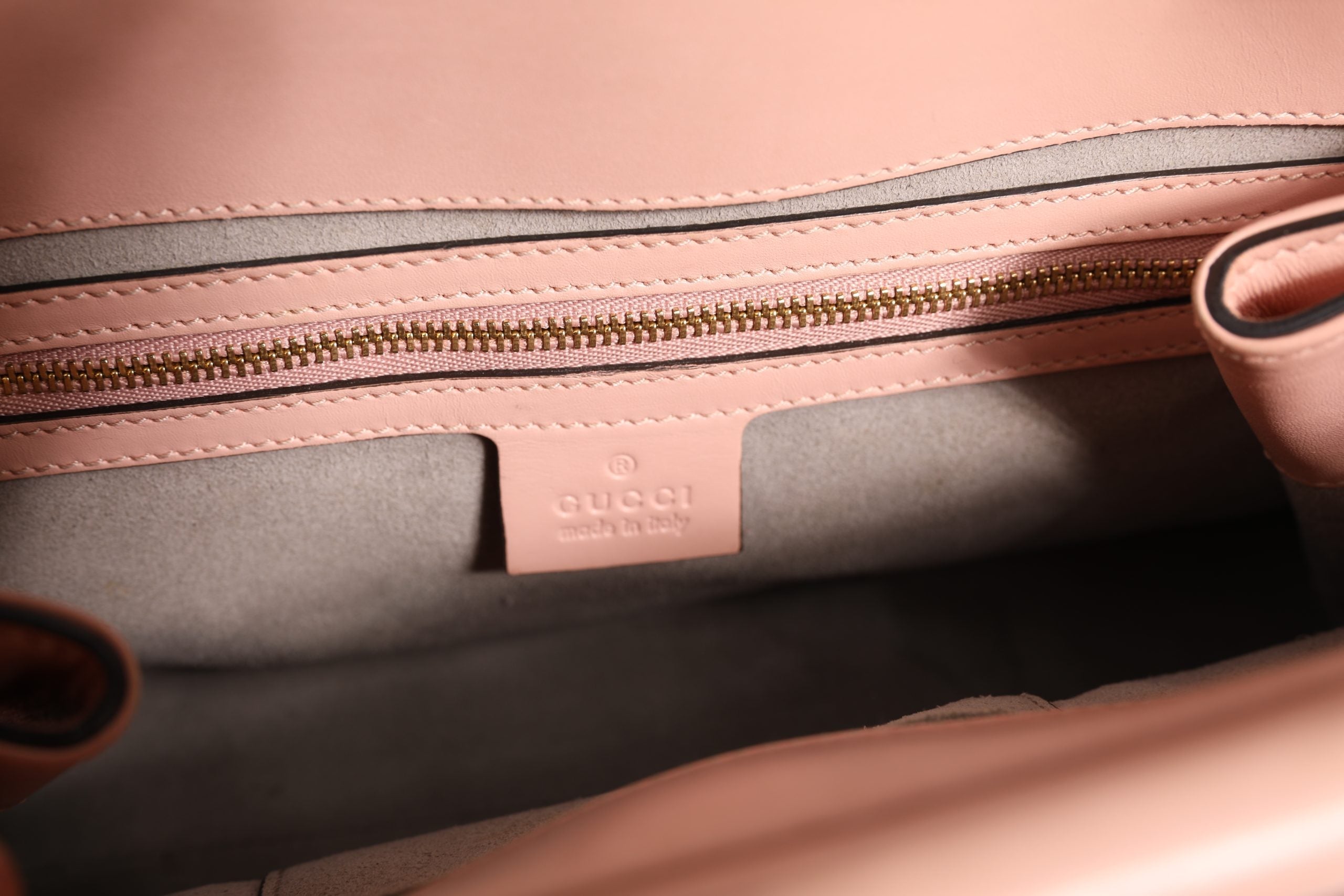 Gucci Pink And White Calfskin Small Nymphaea Top Handle Bag Gucci